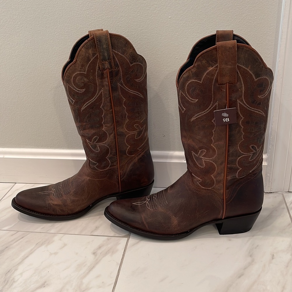 New Handmade Genuine Goat Leather Women’s Cowboy Boots Size 9